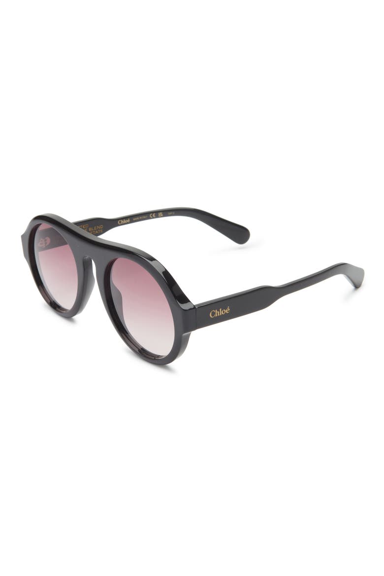 54mm Round Sunglasses, Alternate, color, BLACK BLACK RED