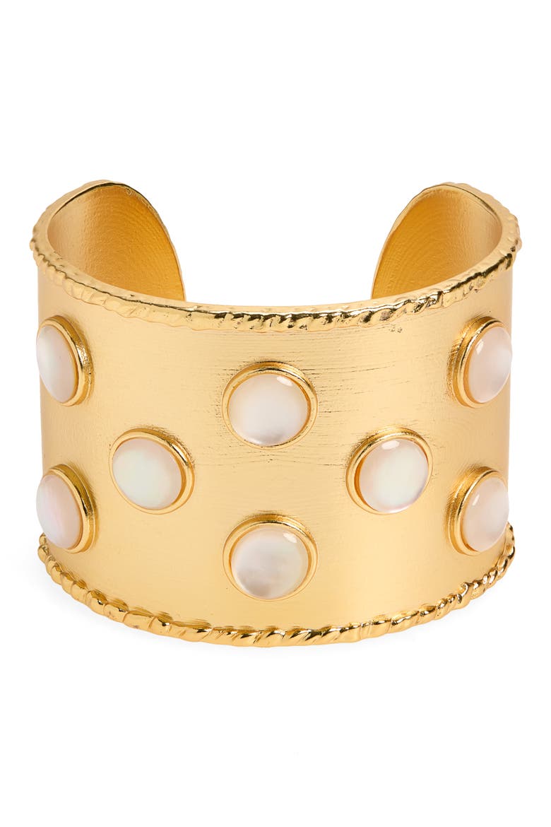 Cabochon Inlay Cuff Bracelet, Main, color, GOLD