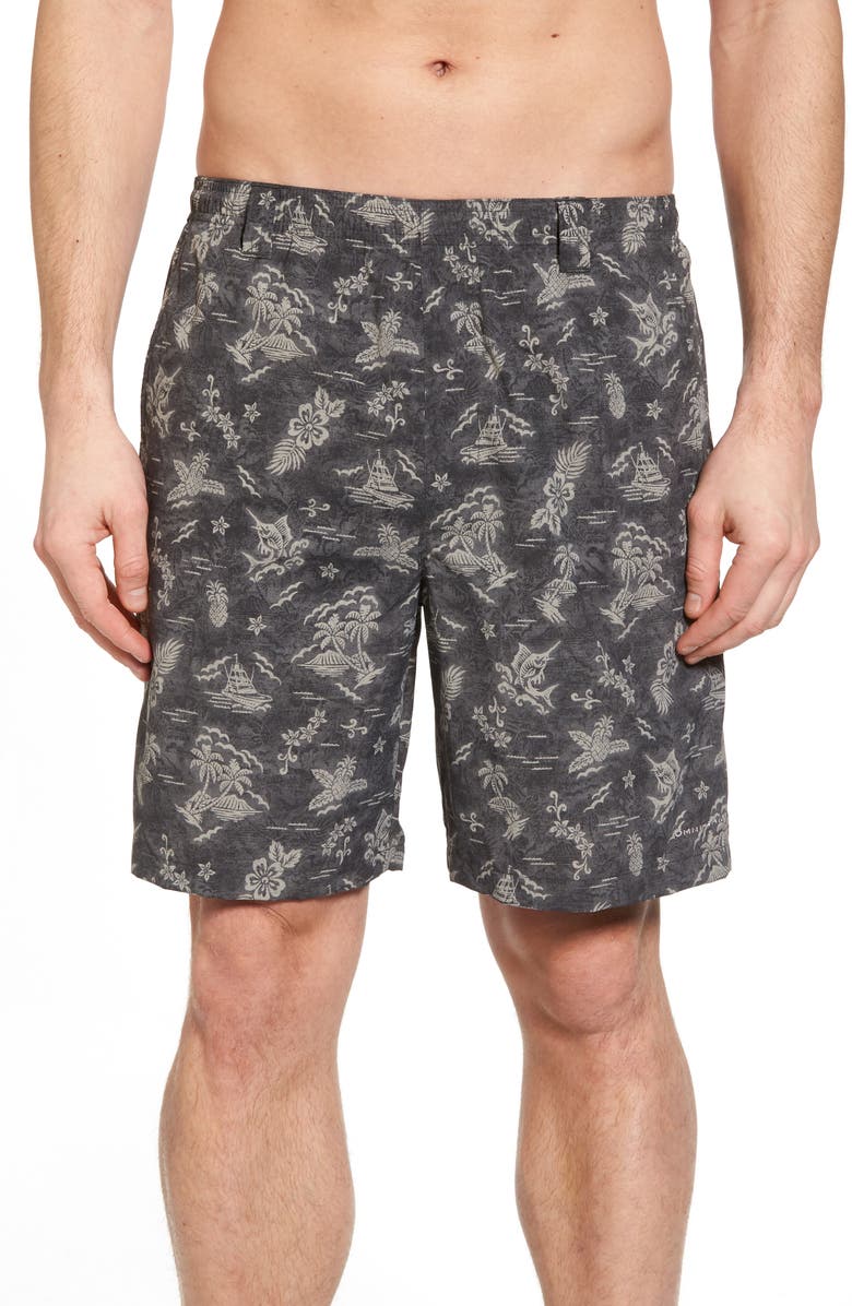Columbia PFG Backcast II Print Swim Trunks, Main, color, 