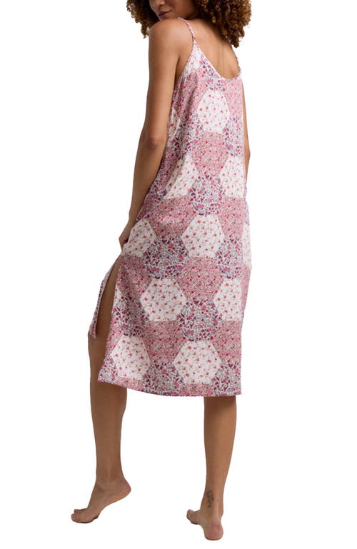 Lily And Lionel London Rosie V-neck Patchwork Print Slip Nightgown In Pink