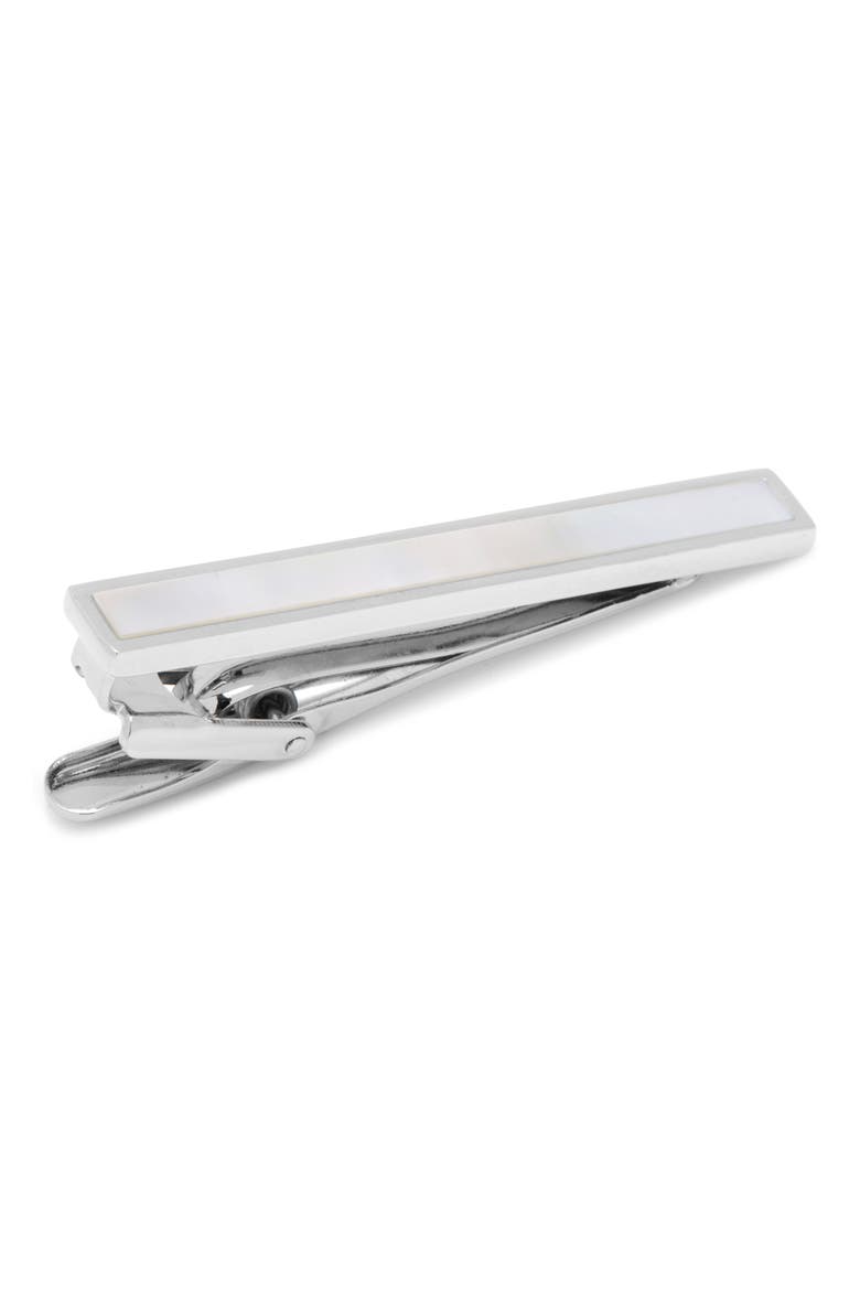 Ox and Bull Trading Co. Semiprecious Tie Clip, Alternate, color, SILVER/ WHITE