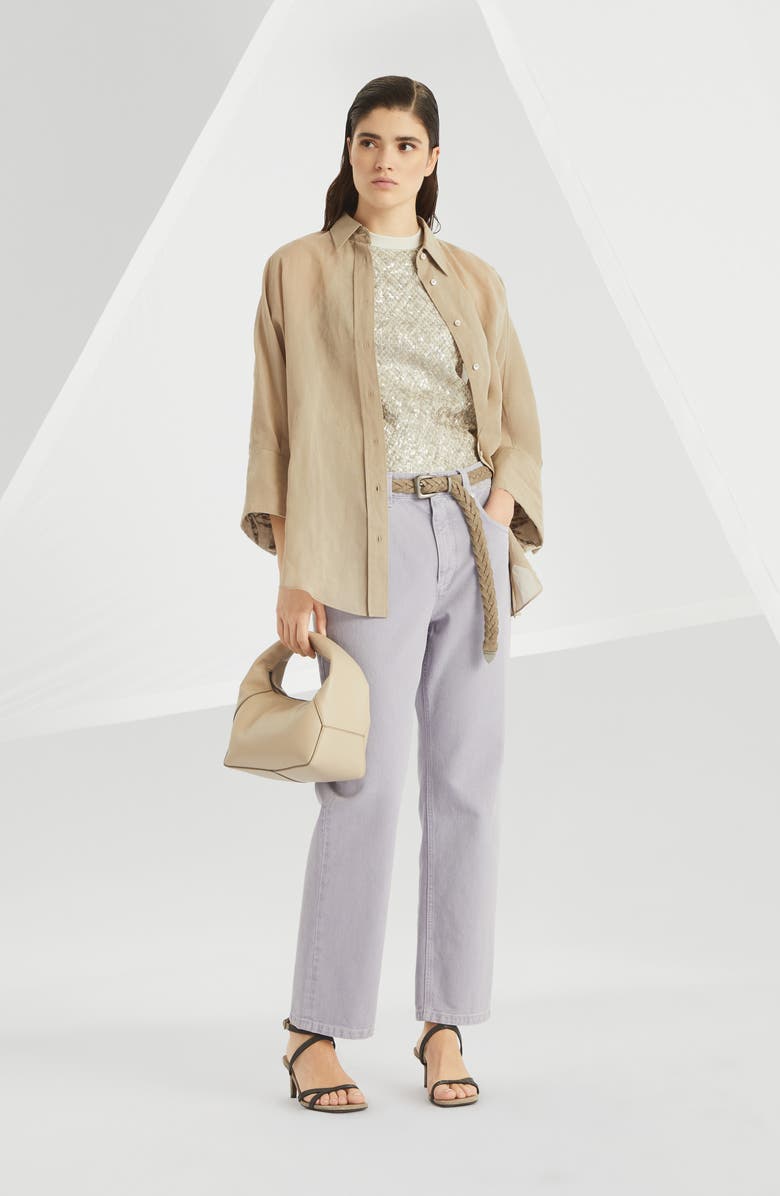 Brunello Cucinelli Dazzling Embroidery top, Alternate, color, 