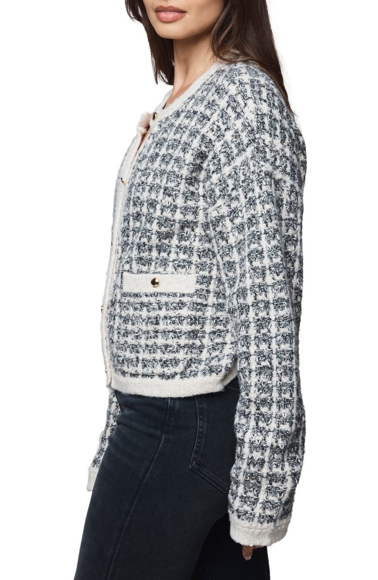 Splendid Lisette Texture Cardigan, Alternate, color, Black Plaid