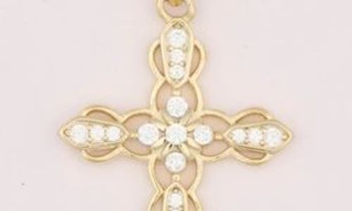 Leith Cubic Zirconia Bezel Cross Pendant Necklace In Gold