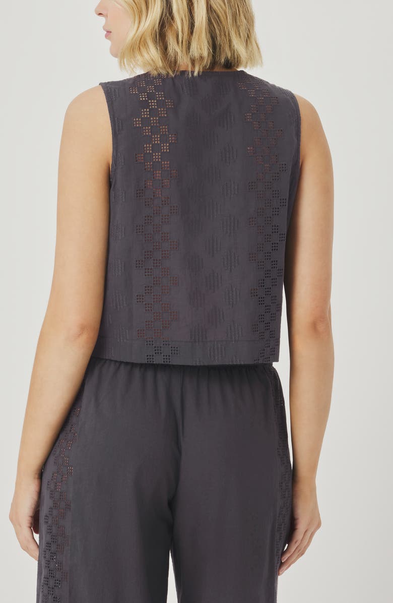 Splendid Kenzie Geo Eyelet Crop Tank, Alternate, color, Lead Grey