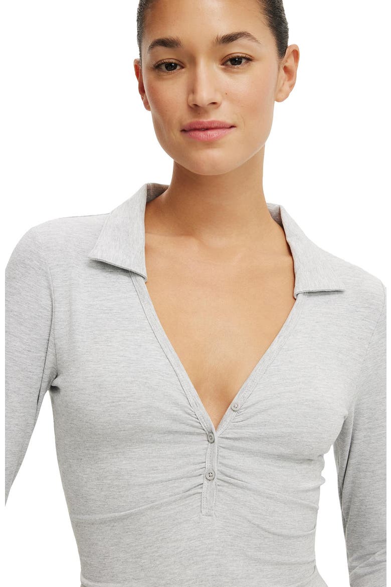 Women's Henley Long Sleeve Polo, Alternate, color, Grey Marle