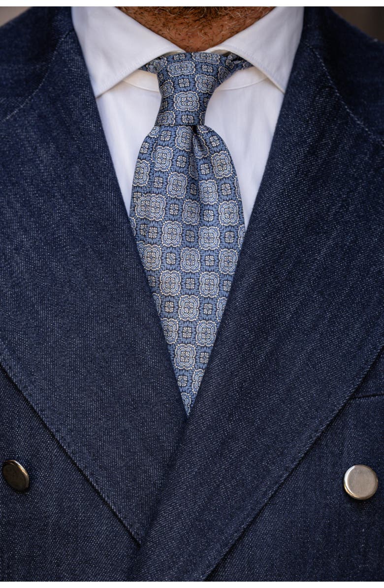 Elizabetta Veneto - Extra Long Printed Silk Tie for Men, Alternate, color, Blue