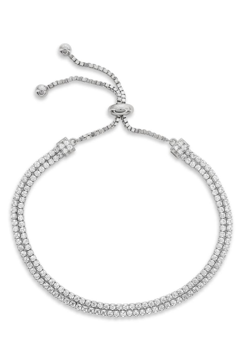 Double Strand Pavé Bolo Slider Bracelet, Main, color, WHITE