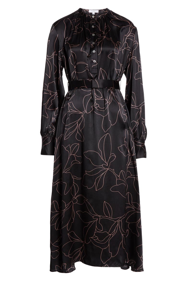 Alowette Silk Shirtdress, Alternate, color, TRUE BLACK FLMNT ROSE