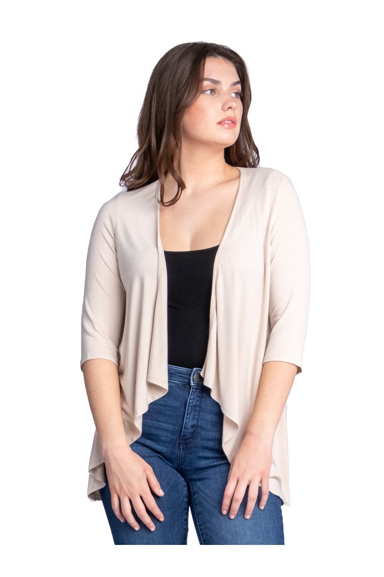 Petites Elbow Length Sleeve Open Cardigan, Main, color, Nude