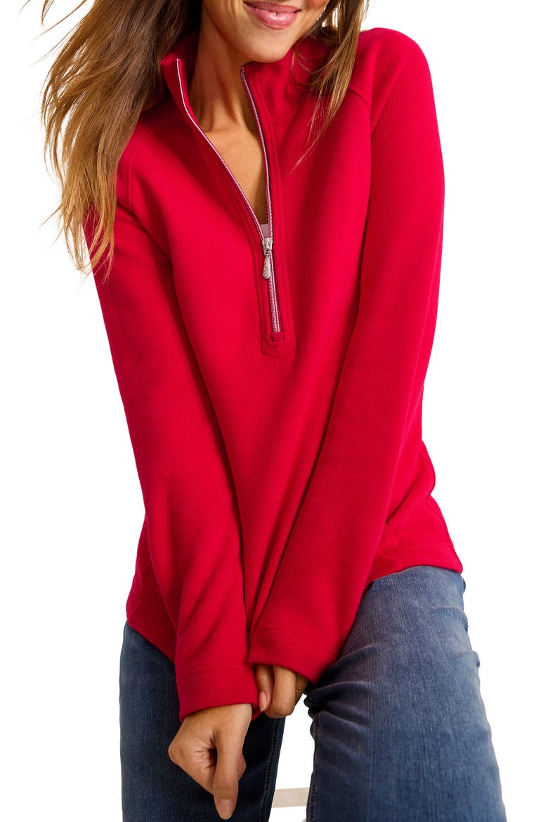 New Aruba Stretch Cotton Half Zip Pullover, Main, color, TANGO RED
