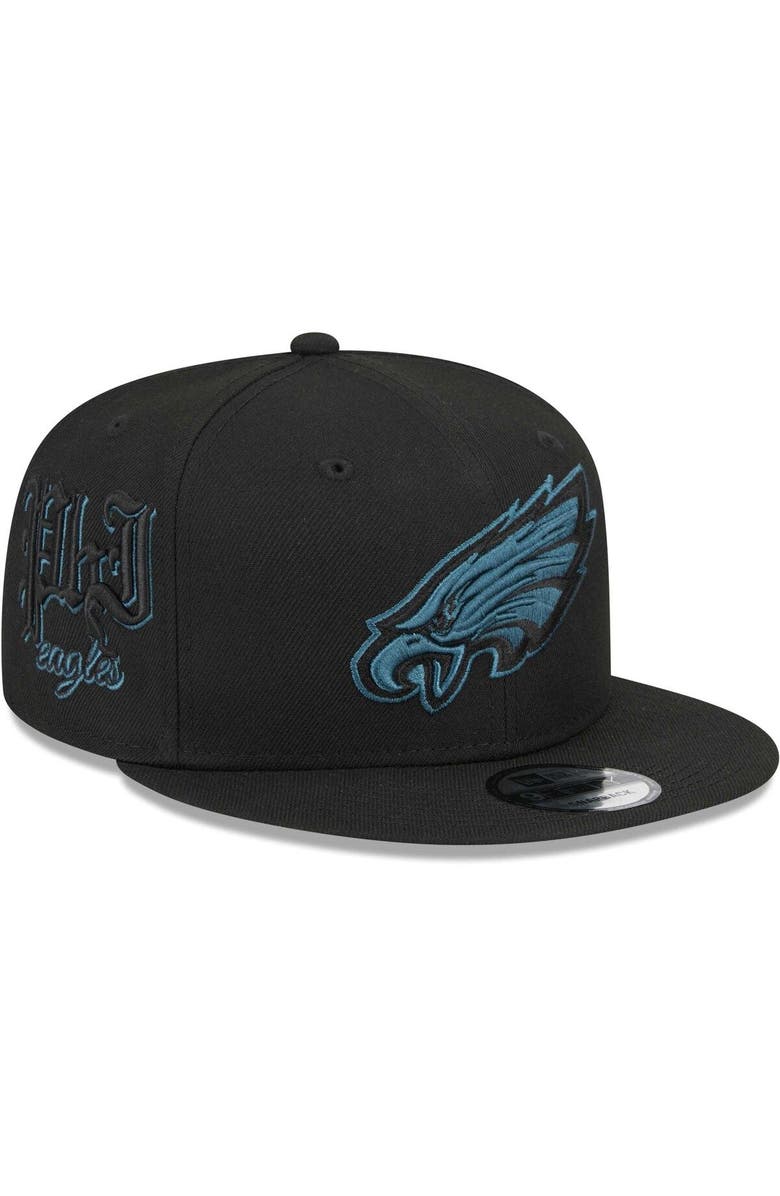 New Era Men's New Era Black Philadelphia Eagles Goth Side Script 9FIFTY Snapback Hat, Main, color, 