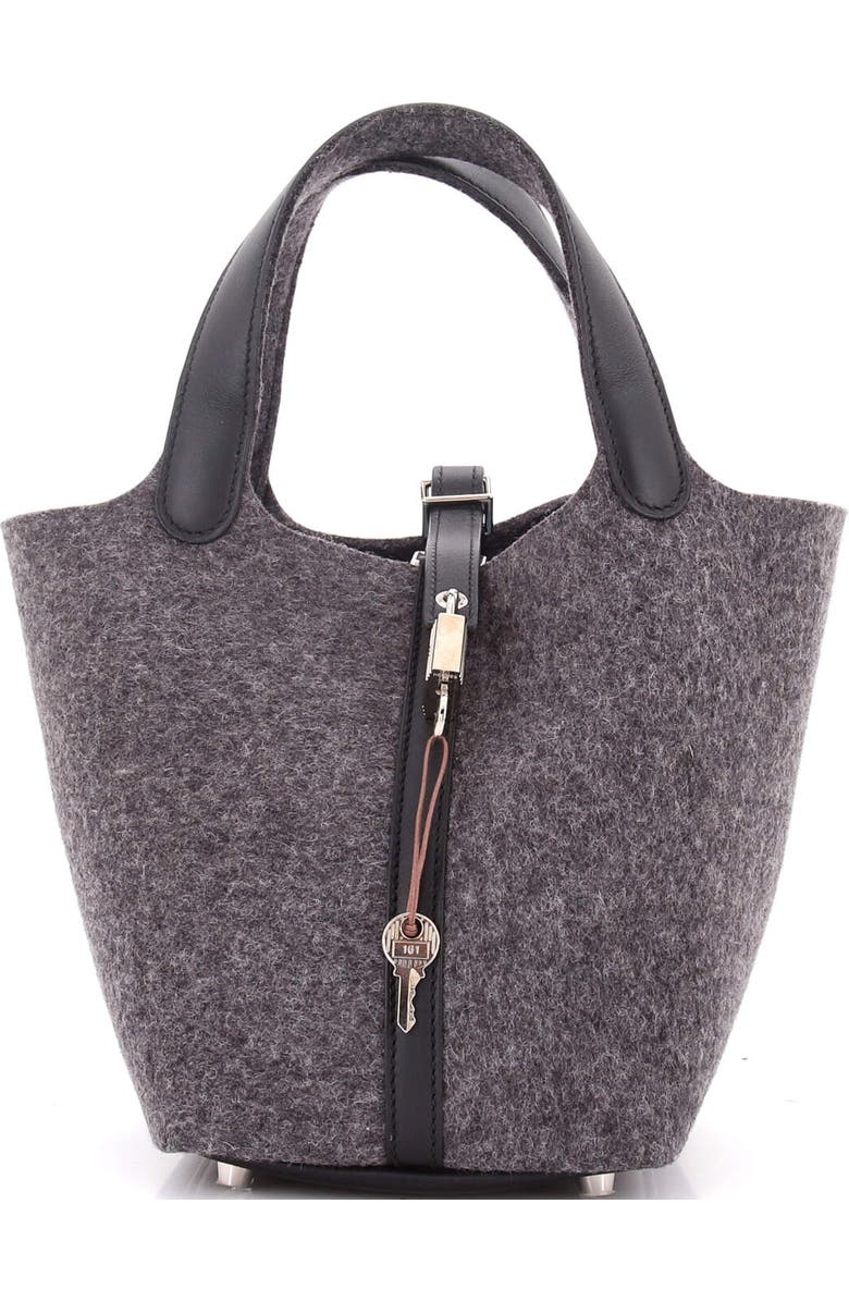Pre-Owned Hermes Picotin Lock Bag Felt with Leather PM, Main, color, Gris Moyen