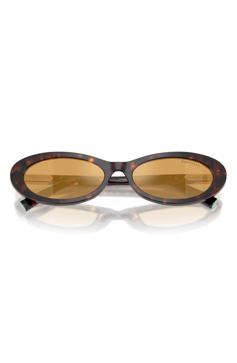 Tiffany & Co. 56mm Oval Sunglasses, Alternate, color, Havana / Orange Mirror Silver