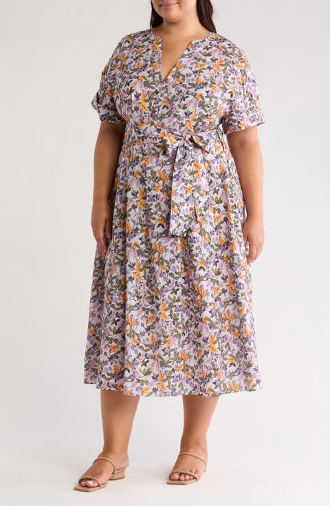 Wisteria Vine Short Sleeve Dress (Plus)