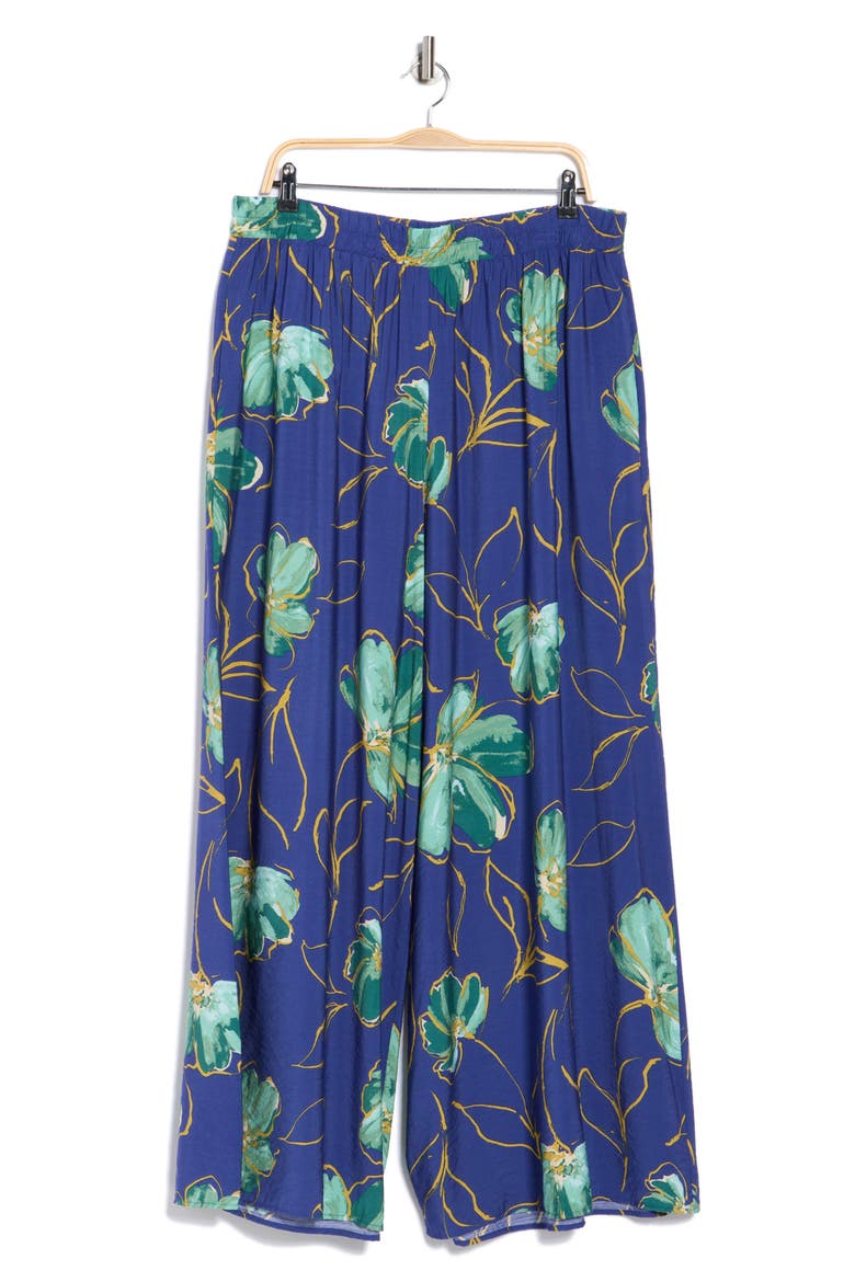Floral Wide Leg Pants, Alternate, color, ROYAL