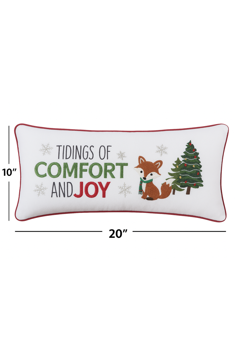 C&F Home Woodland Fox Pine Trees "Comfort & Joy" Accent Pillow, 10" x 20", Alternate, color, Green