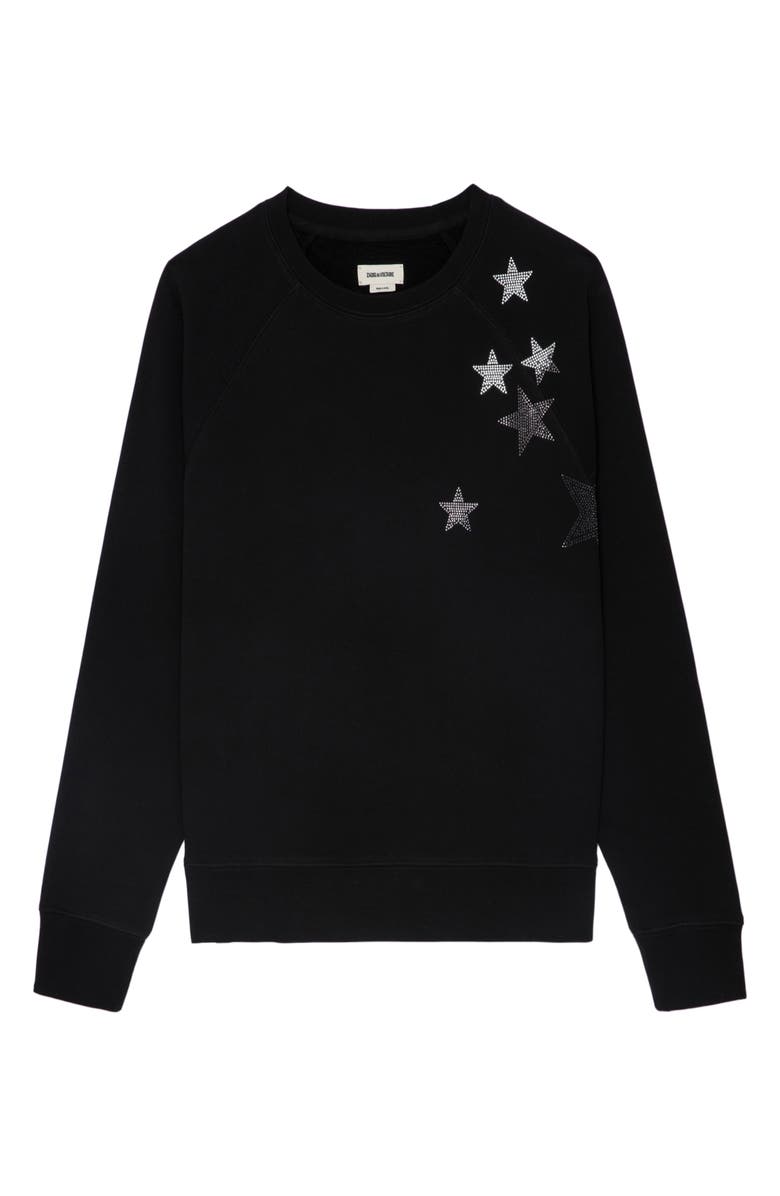 Zadig & Voltaire Embellished Star Cotton Sweatshirt, Alternate, color, Noir