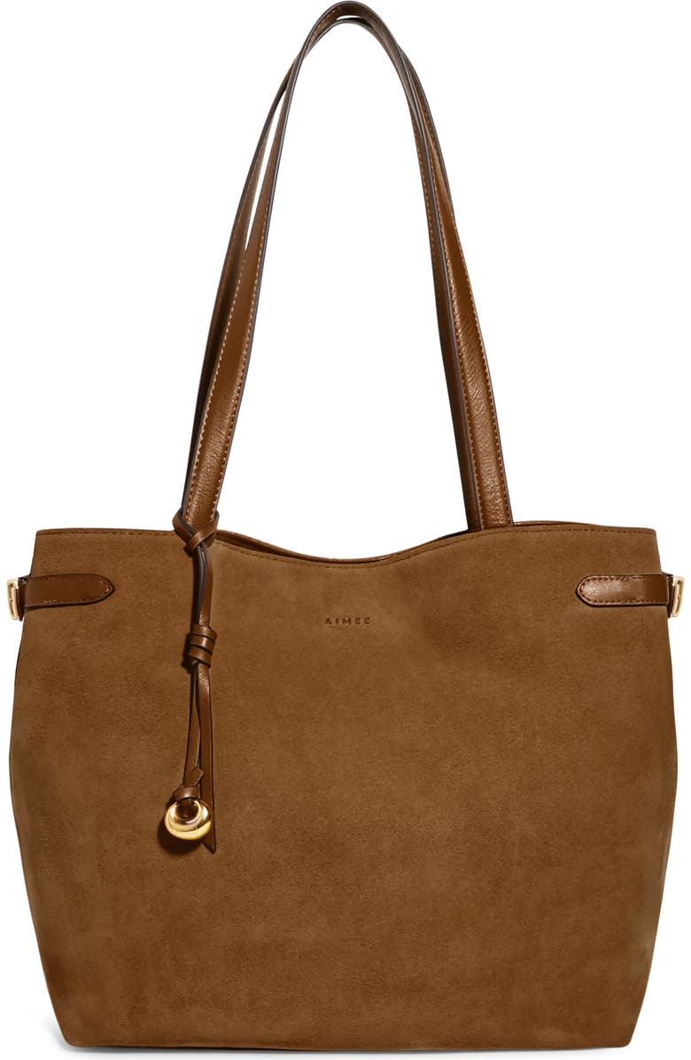 AIMEE Gramercy Tote, Main, color, Coffee Suede