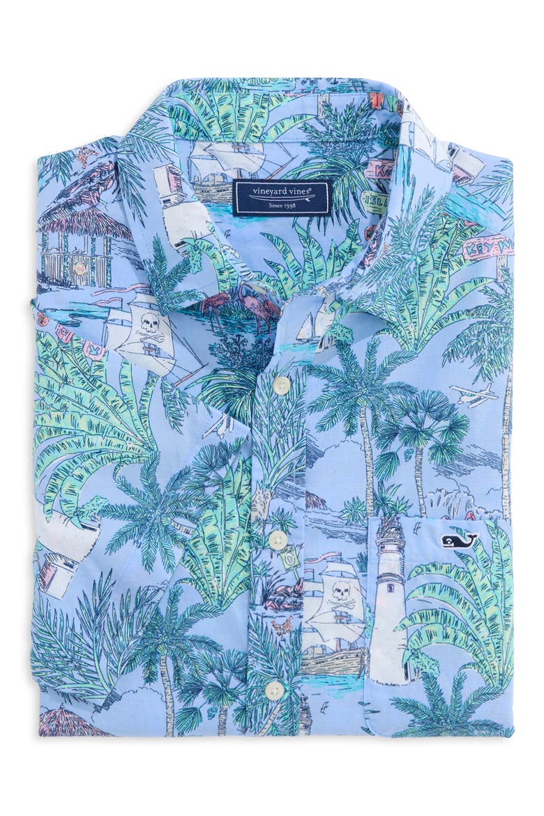 Cotton Button-Up Shirt, Alternate, color, SERENITY BLUE
