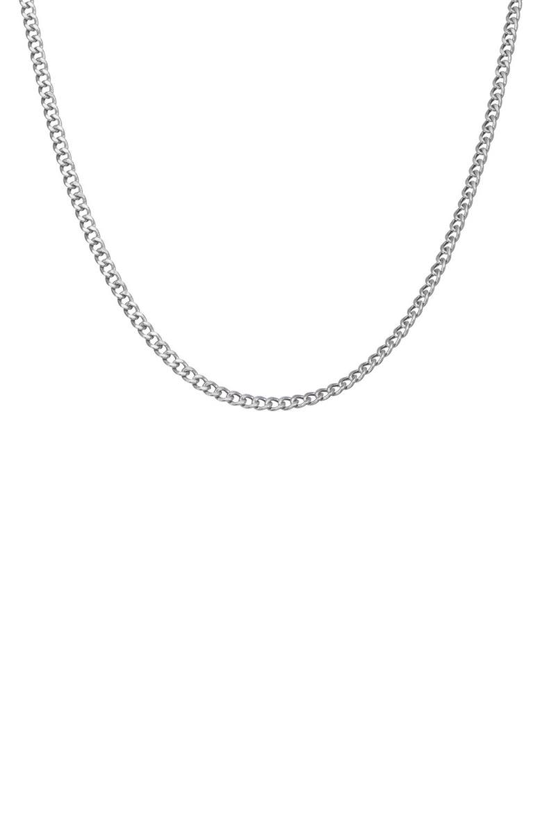 FZN Sterling Silver Curb Chain Necklace, Main, color, White