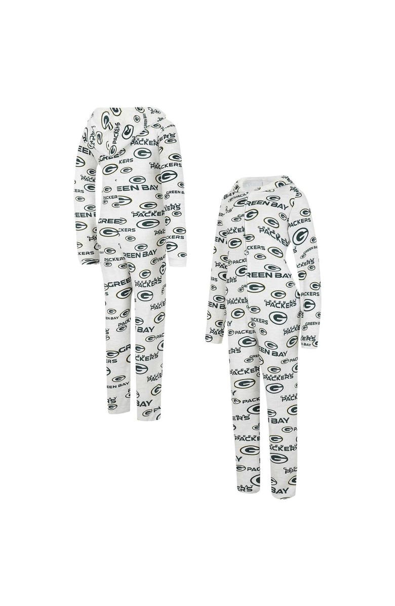CONCEPTS SPORT Women's Concepts Sport Cream Green Bay Packers Docket Hoodie Full-Zip Union Suit, Main, color,
