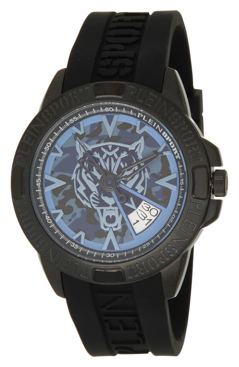 Touchdown Silicone Strap Watch, 44mm