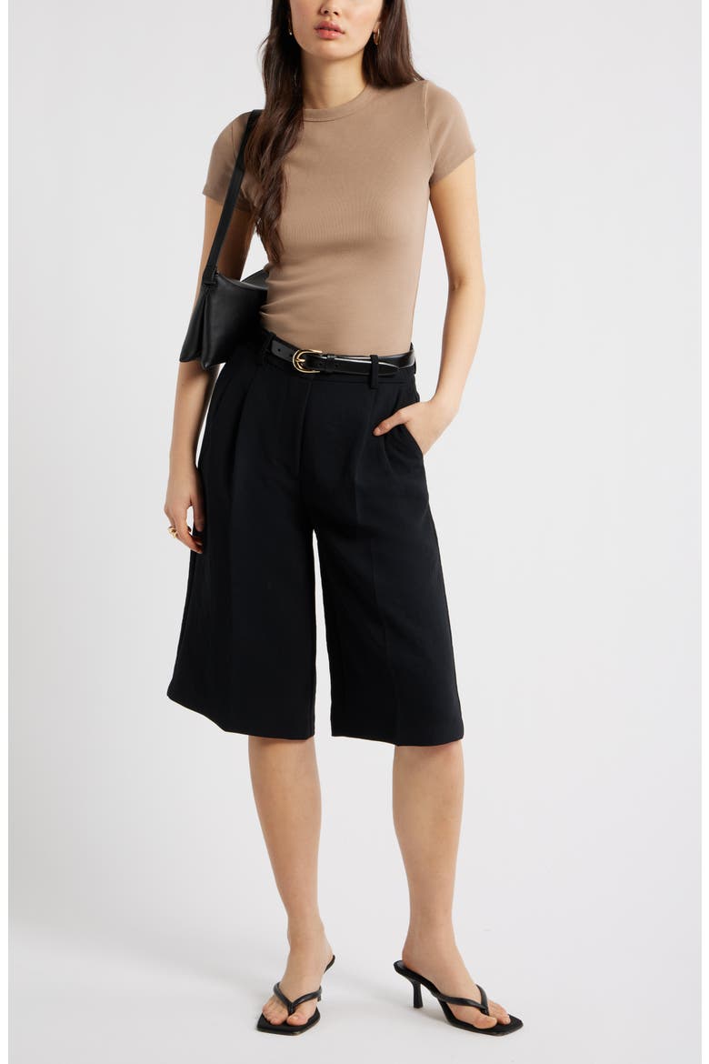 Curator Crepe Culottes, Alternate, color, BLACK