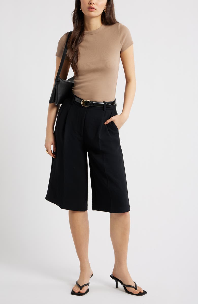 Open Edit The Curator Crepe Bermuda Shorts, Alternate, color, Black