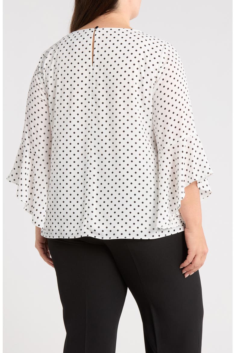 Ruffle Sleeve Top, Alternate, color, WHITE/ BLACK