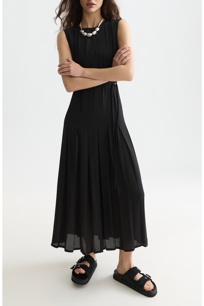 Pleated Maxi Dress, Main, color, METEORITE