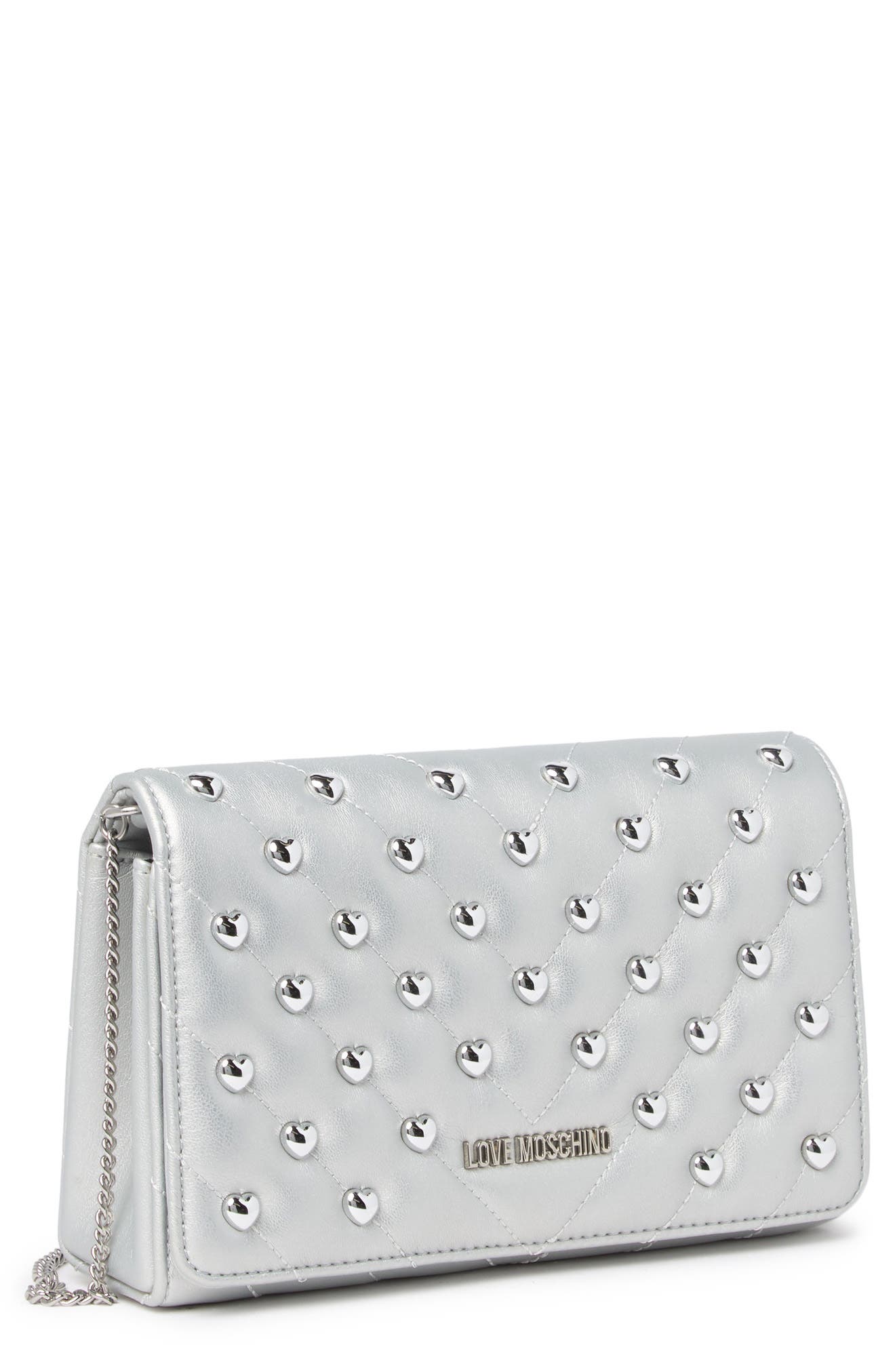 Love Moschino Borsa Quilted Heart Studded Bag, Alternate, color, 