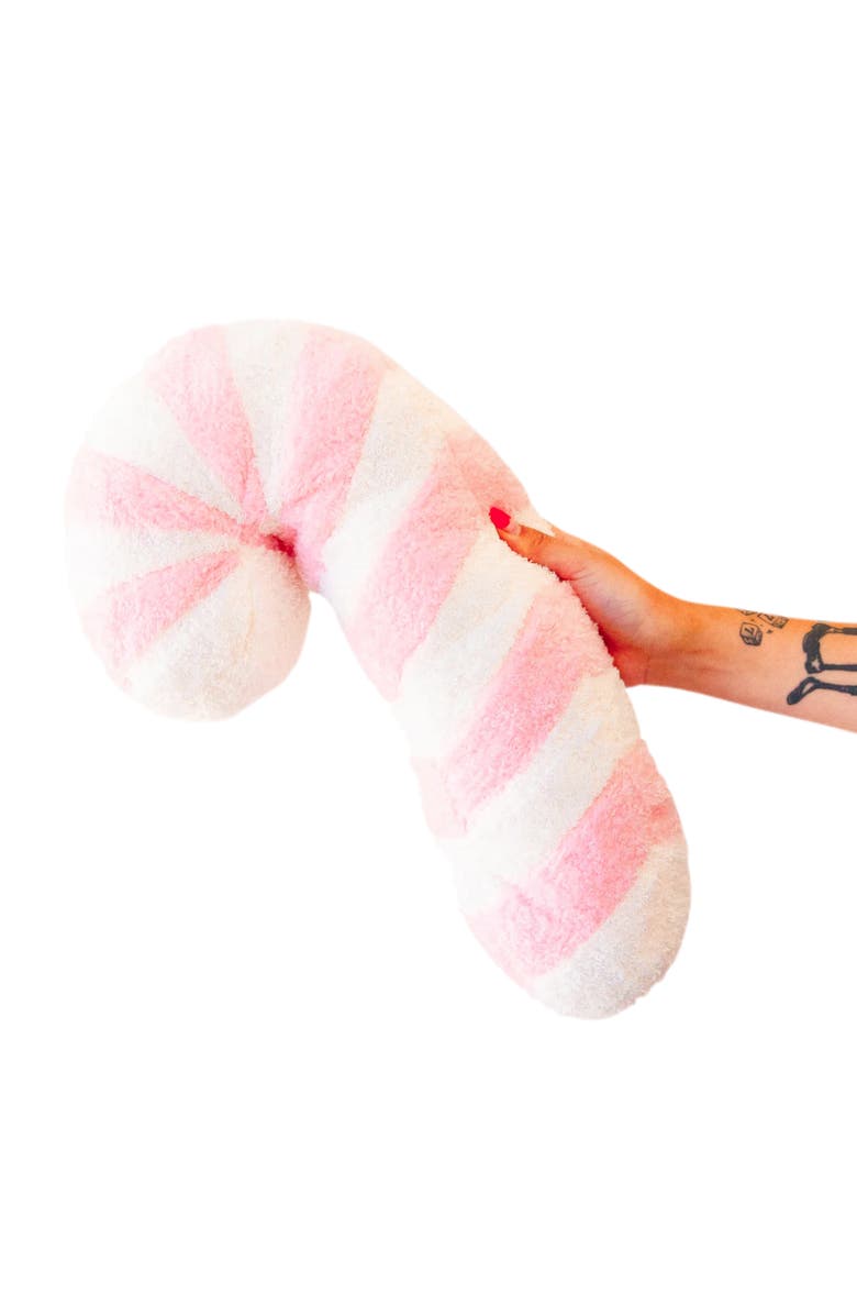 Sunshine Studios Holiday Candy Cane Pillow, Main, color, Pink