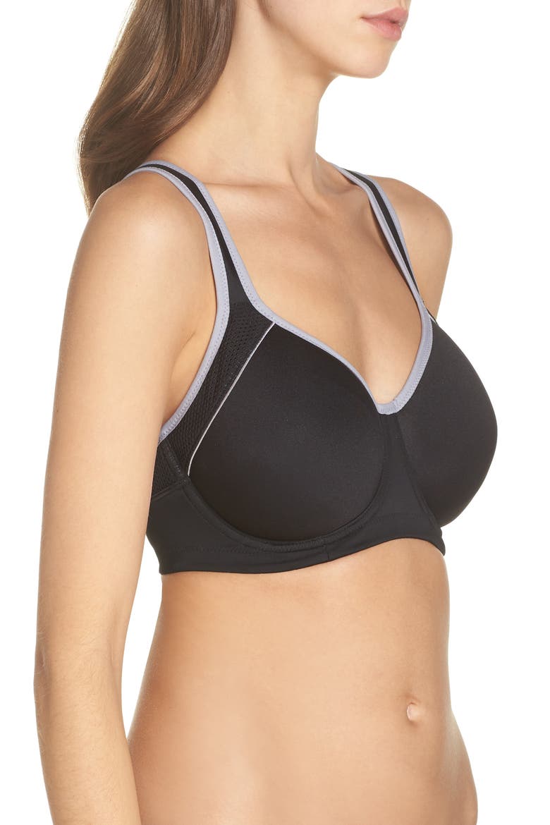 Lindsay Sport Underwire T-Shirt Bra, Alternate, color, BLACK/ LILAC GRAY