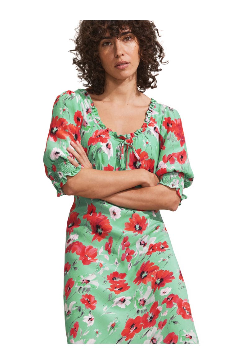 Poppy Print Tie Front Dress, Alternate, color, Red