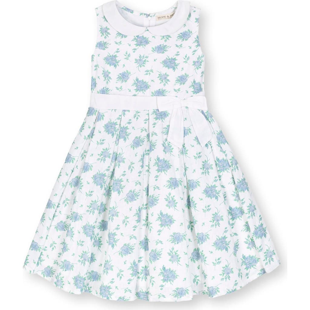 Hope & Henry Girls' Linen Tea Dress, Kids In Coastal Cottage Floral