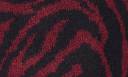 Vince Camuto Zebra Jacquard Crewneck Sweater In Burgundy