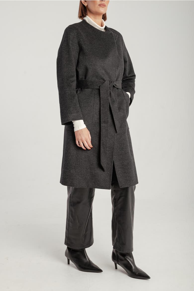 Cashmere Belted Lapel Coat, Alternate, color, Mid Grey