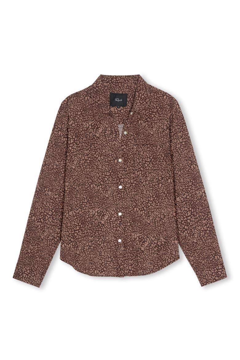 Josephine Button-Front Shirt, Alternate, color, COCOA MINI CHEETAH