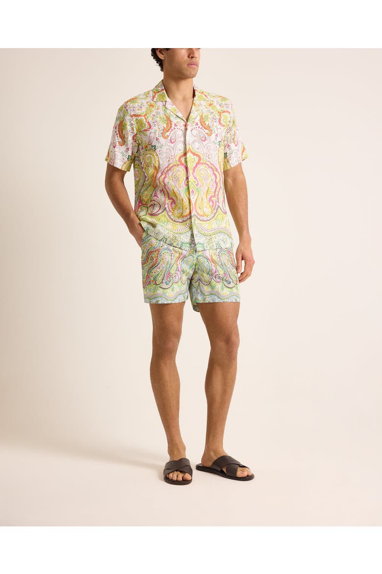 Maitan Linen Relaxed Fit Linen Fairground Shirt, Main, color, Multi/Pink