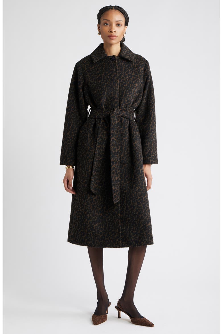 Belted Animal Print Jacket, Main, color, ANIMAL PRINT