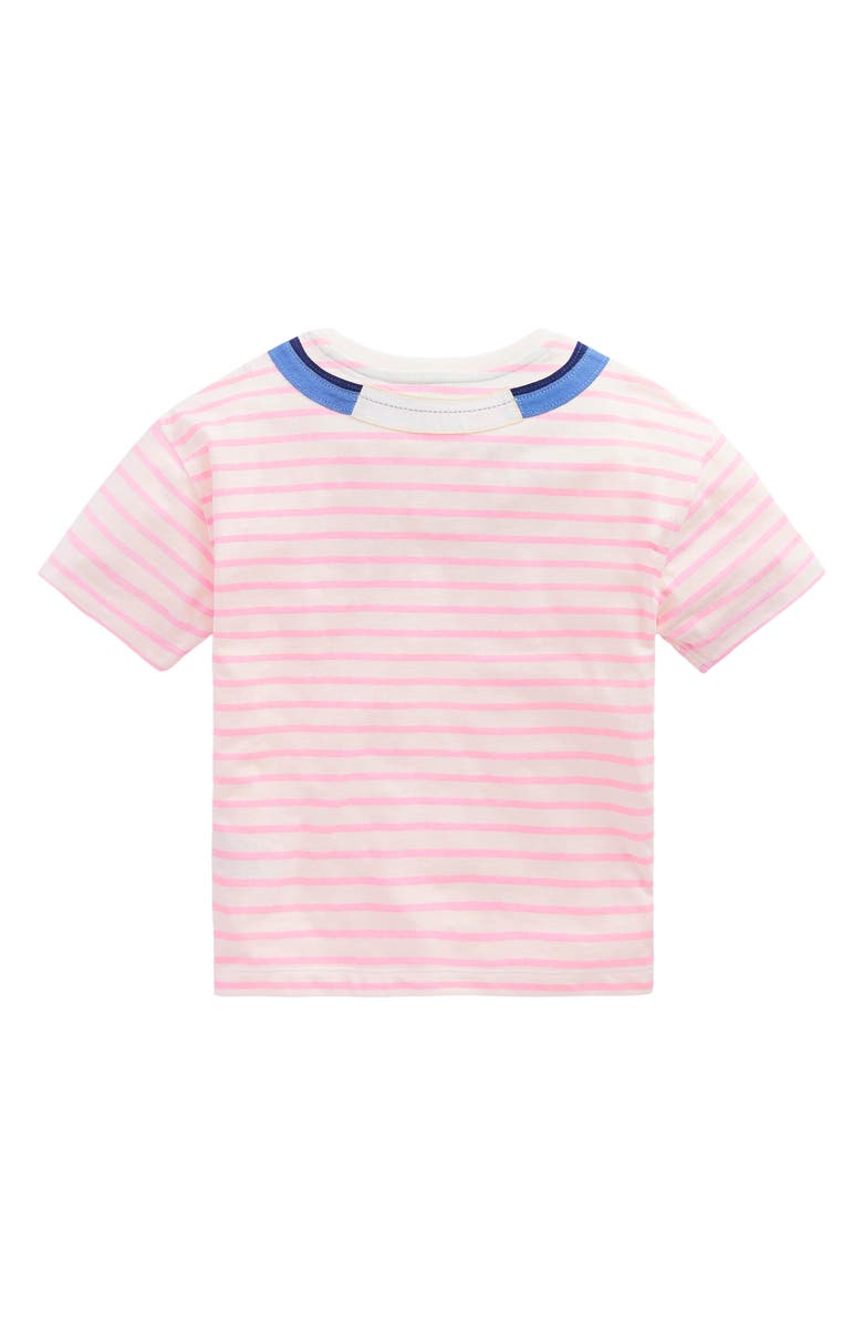 Mini Boden Kids' Stripe Headphones Appliqué Relaxed Cotton T-Shirt, Alternate, color, Formica Pink/ Ivory Headphones