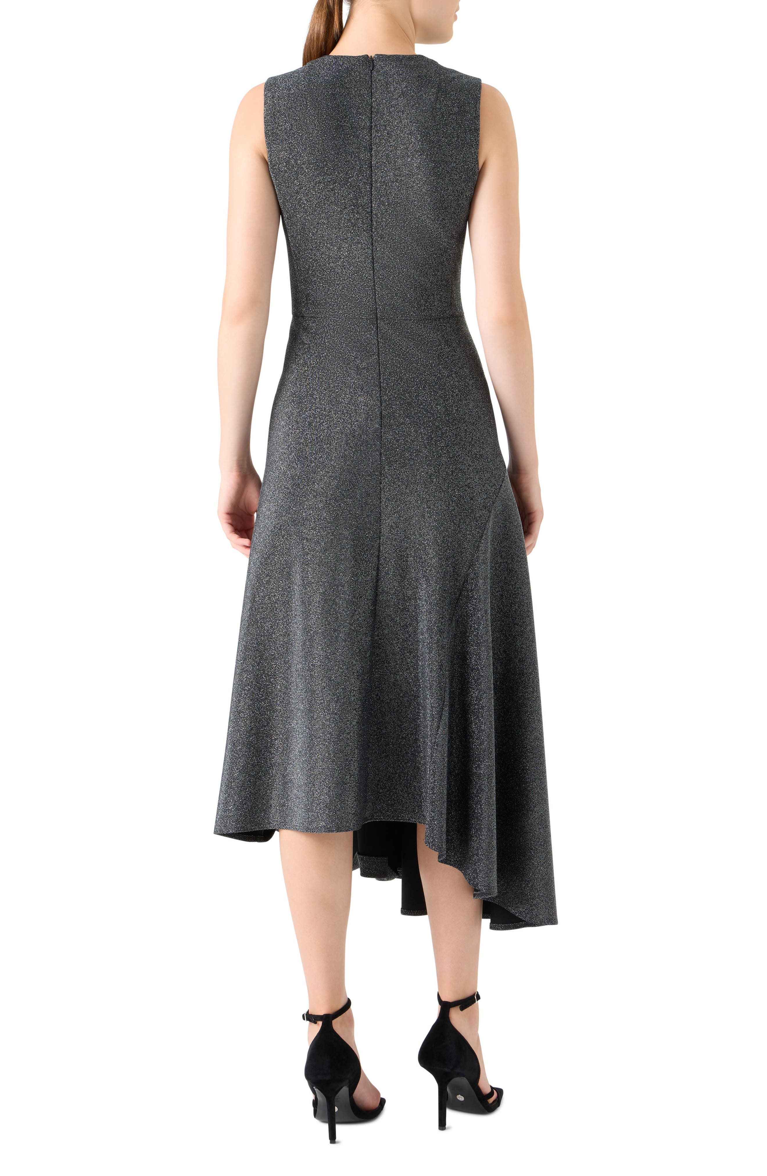 Asymmetric Metallic Knit Dress - image 2