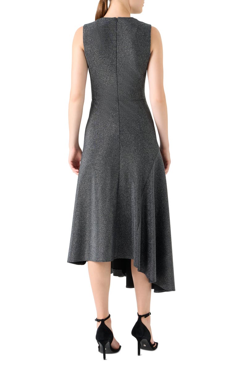 Akris punto Asymmetric Metallic Knit Dress, Alternate, color, Brushed Steel