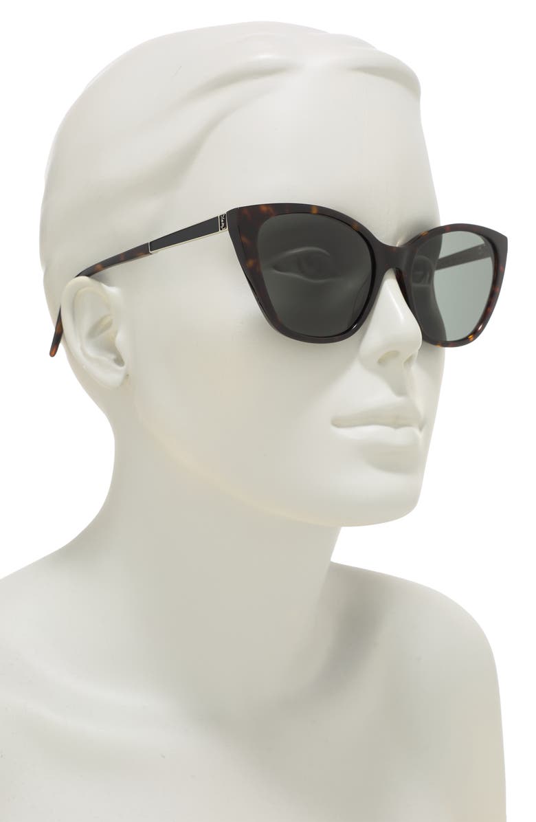Saint Laurent 56mm Cat Eye Sunglasses, Alternate, color, Havana Silver Grey