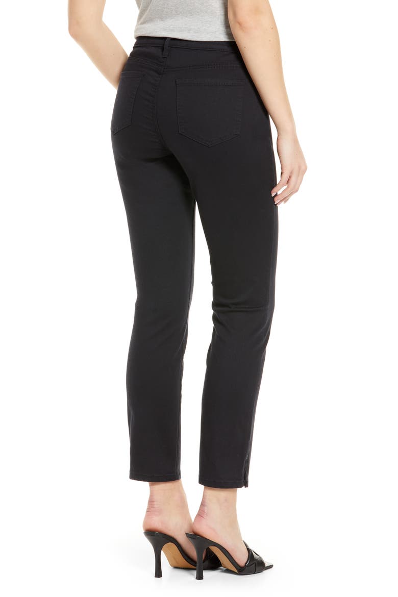 Sheri Side Slit Slim Ankle Jeans, Alternate, color, BLACK