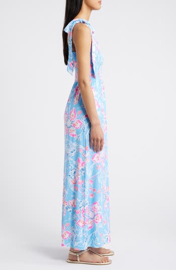 Lilly Pulitzer® Kailua Floral Smocked Tie Shoulder Maxi Sundress