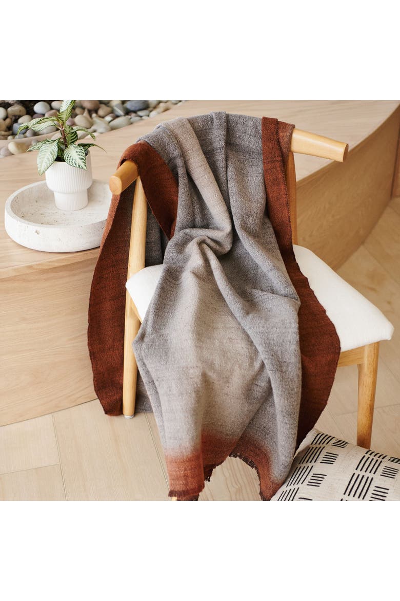 Simply Taupe Brown Gray Hand Spun Merino Handloom Throw, Alternate, color, Brown/Gray
