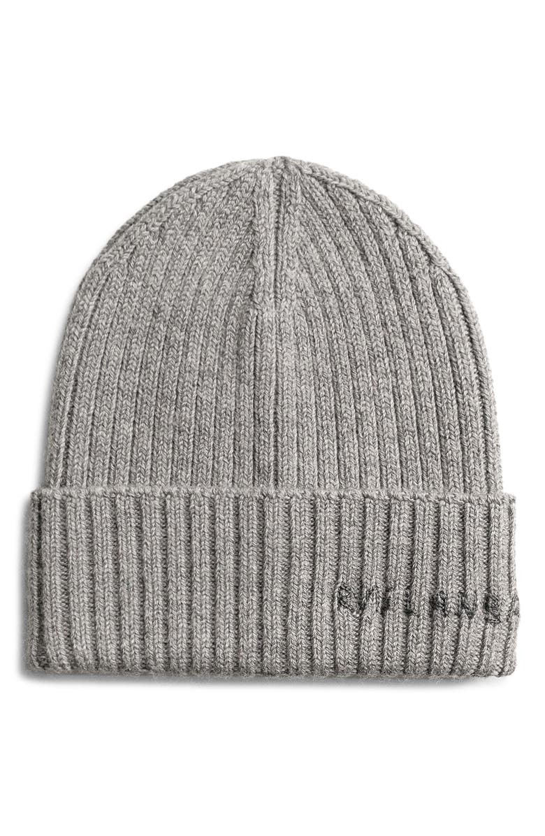 Ruslan Baginskiy Monogram Embroidered Merino Wool Beanie, Main, color, Grey