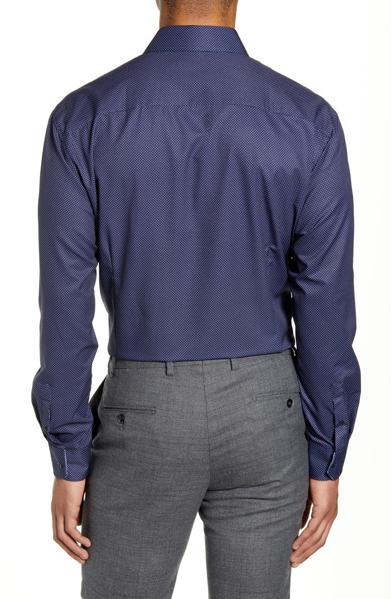 W.R.K Slim Fit Performance Stretch Dot Dress Shirt, Alternate, color, Navy